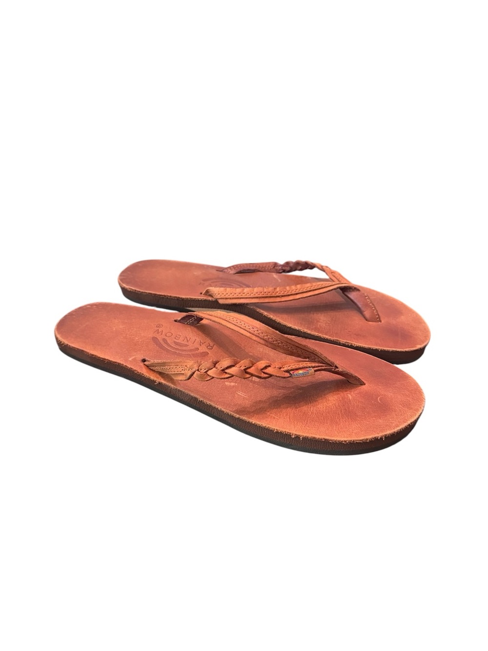 Rainbow Flirty Braidy Flip Flop Brown Sandals